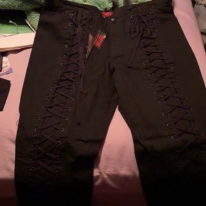 Tripp black lace up denim